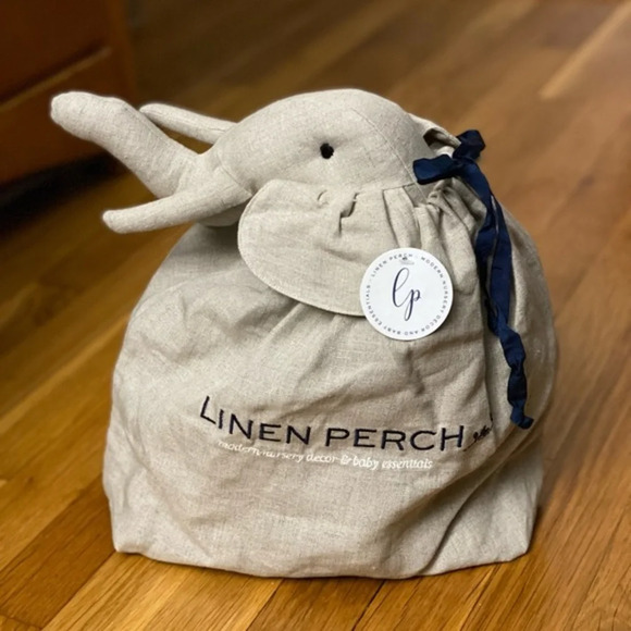 NWT Linen Perch Momma and Baby Enzo Natural Linen Elephant Duo Stuffed Animals - Picture 6 of 13